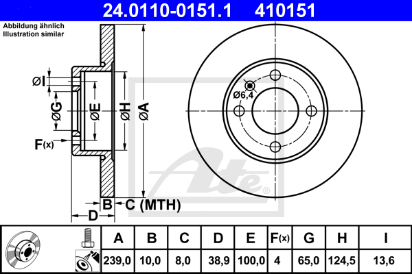 Disque de frein ATE 24.0110-0151.1 (X1)