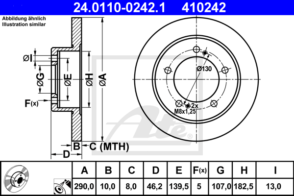 Disque de frein avant ATE 24.0110-0242.1 (X1)