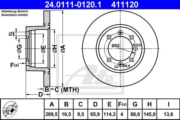 Disque de frein ATE 24.0111-0120.1 (X1)
