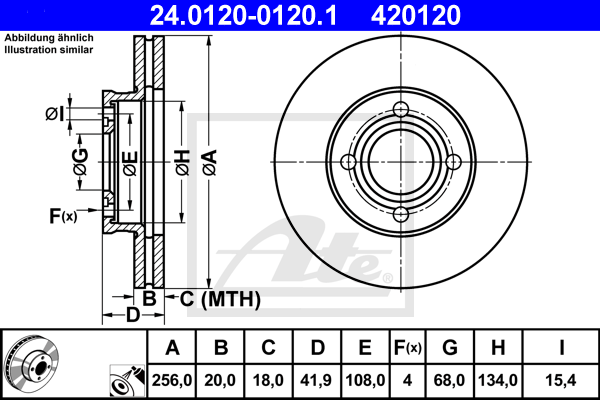 Disque de frein avant ATE 24.0120-0120.1 (X1)