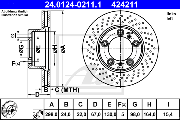 Disque de frein avant ATE 24.0124-0211.1 (X1)