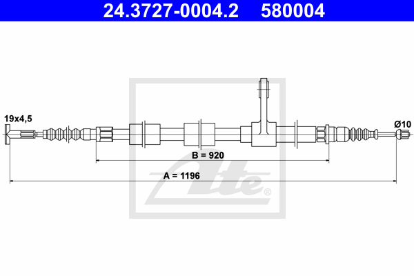 Cable de frein à main ATE 24.3727-0004.2 (X1)