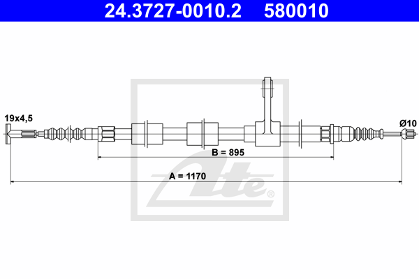 Cable de frein à main ATE 24.3727-0010.2 (X1)
