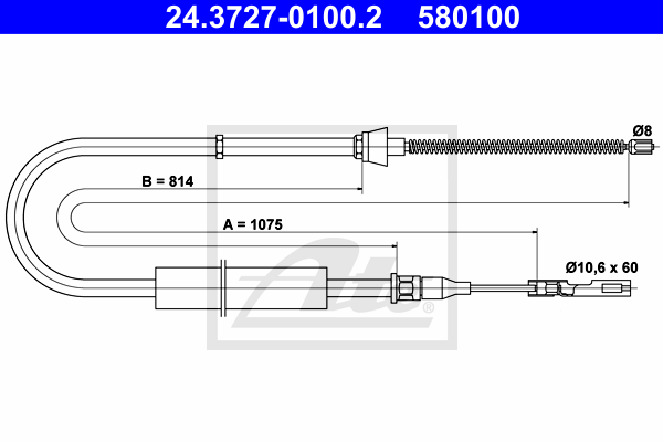 Cable de frein à main ATE 24.3727-0100.2 (X1)
