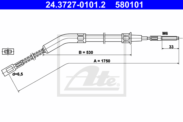 Cable de frein à main ATE 24.3727-0101.2 (X1)