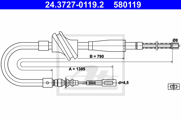 Cable de frein à main ATE 24.3727-0119.2 (X1)