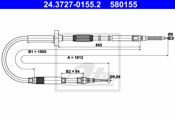 Cable de frein à main ATE 24.3727-0155.2 (X1)