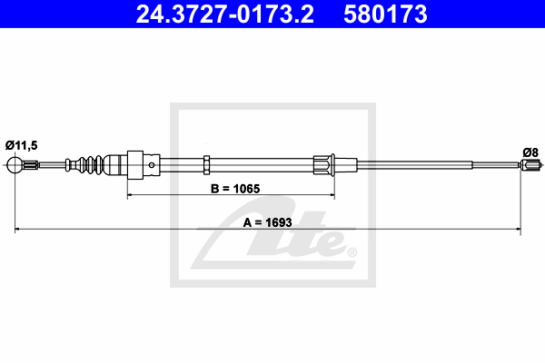 Cable de frein à main ATE 24.3727-0173.2 (X1)