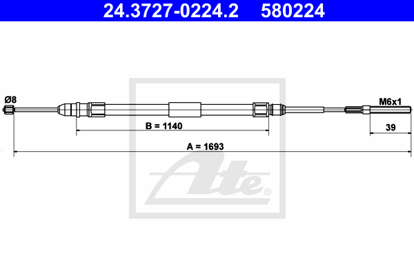 Cable de frein à main ATE 24.3727-0224.2 (X1)