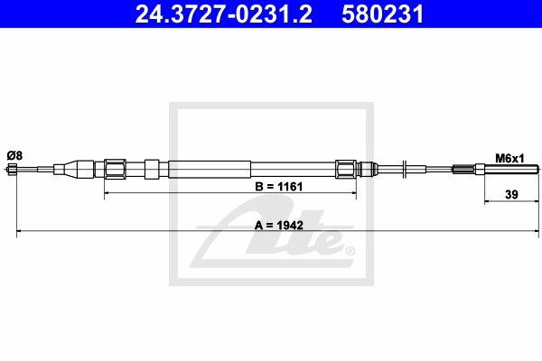 Cable de frein à main ATE 24.3727-0231.2 (X1)