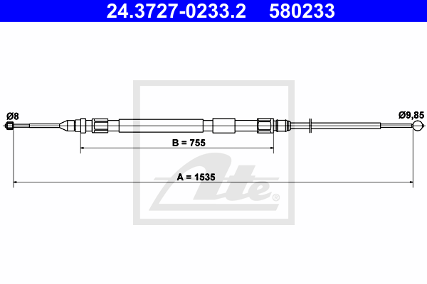 Cable de frein à main ATE 24.3727-0233.2 (X1)