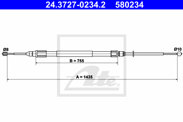 Cable de frein à main ATE 24.3727-0234.2 (X1)