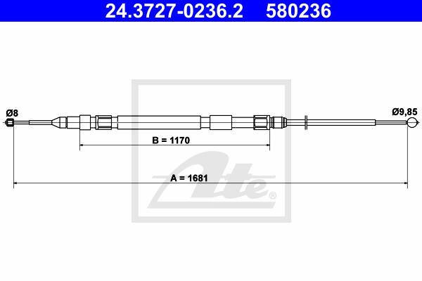 Cable de frein à main ATE 24.3727-0236.2 (X1)