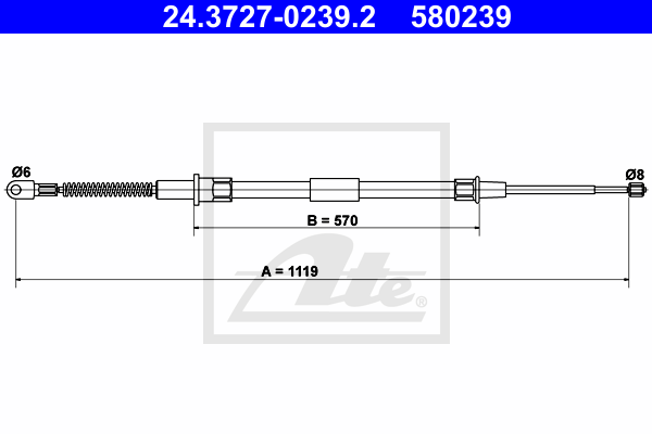 Cable de frein à main ATE 24.3727-0239.2 (X1)
