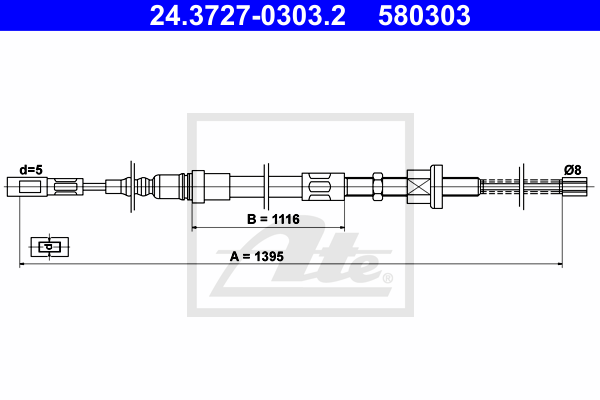 Cable de frein à main ATE 24.3727-0303.2 (X1)
