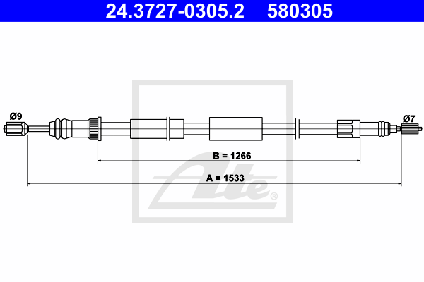 Cable de frein à main ATE 24.3727-0305.2 (X1)
