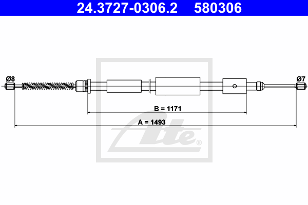 Cable de frein à main ATE 24.3727-0306.2 (X1)