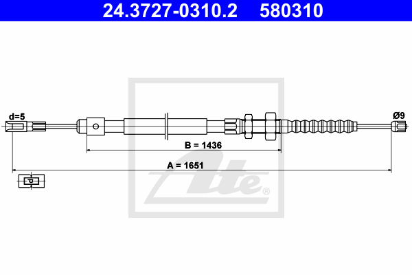 Cable de frein à main ATE 24.3727-0310.2 (X1)