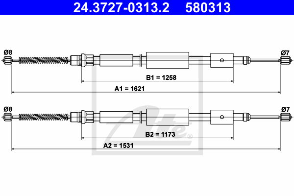 Cable de frein à main ATE 24.3727-0313.2 (X1)