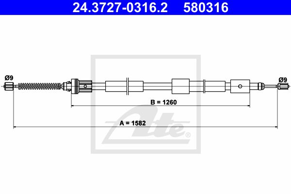 Cable de frein à main ATE 24.3727-0316.2 (X1)