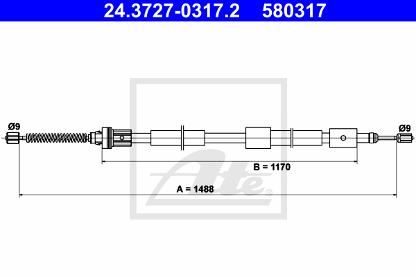Cable de frein à main ATE 24.3727-0317.2 (X1)
