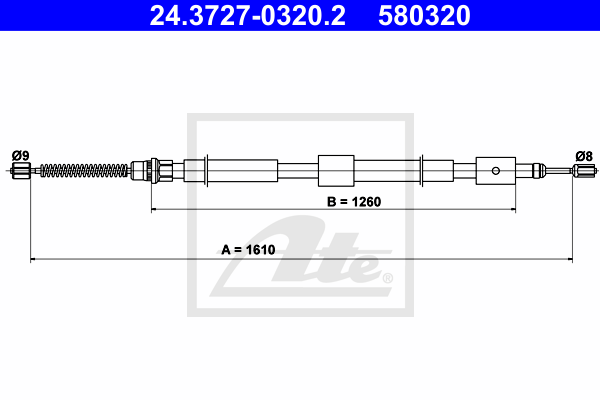 Cable de frein à main ATE 24.3727-0320.2 (X1)
