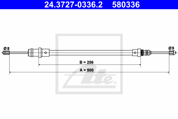 Cable de frein à main ATE 24.3727-0336.2 (X1)