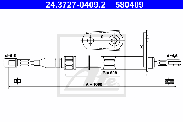 Cable de frein à main ATE 24.3727-0409.2 (X1)
