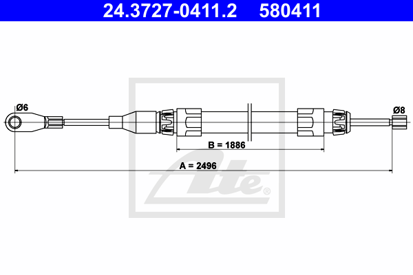 Cable de frein à main ATE 24.3727-0411.2 (X1)