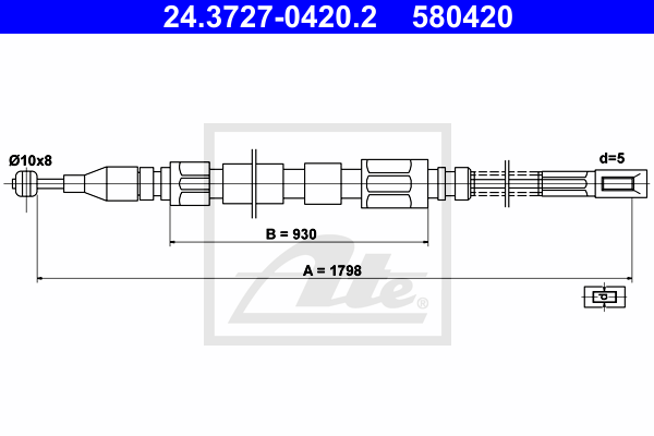 Cable de frein à main ATE 24.3727-0420.2 (X1)