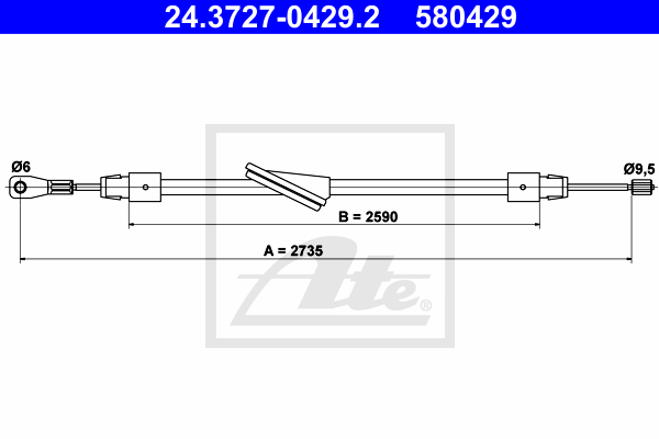 Cable de frein à main ATE 24.3727-0429.2 (X1)