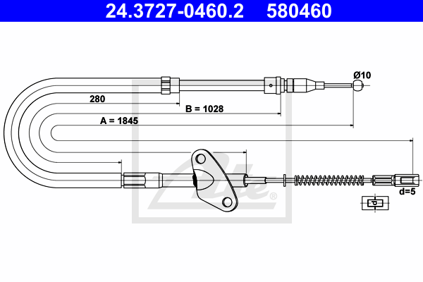 Cable de frein à main ATE 24.3727-0460.2 (X1)