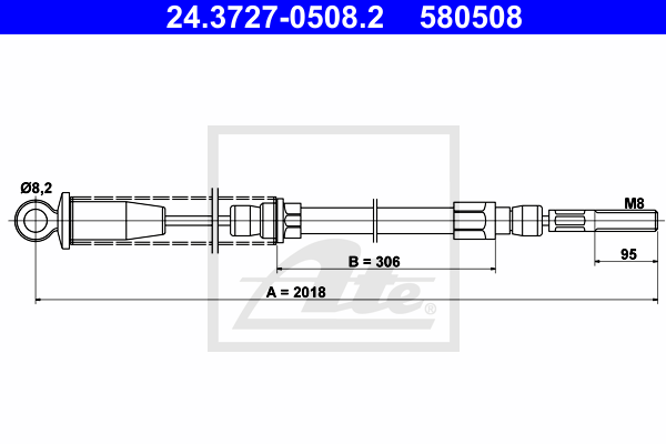 Cable de frein à main ATE 24.3727-0508.2 (X1)