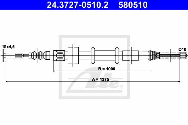 Cable de frein à main ATE 24.3727-0510.2 (X1)