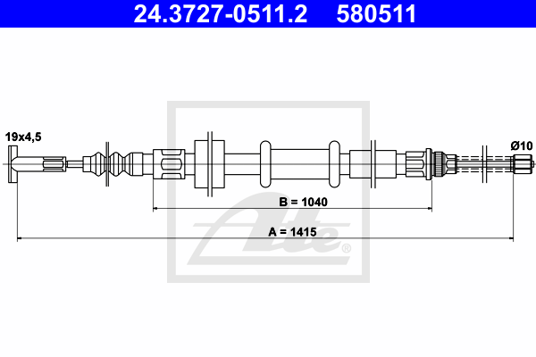 Cable de frein à main ATE 24.3727-0511.2 (X1)