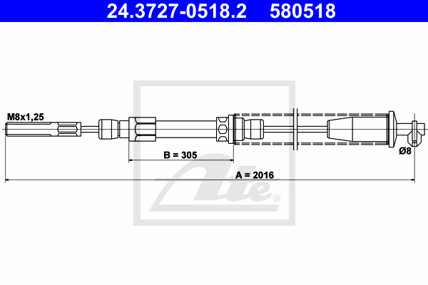 Cable de frein à main ATE 24.3727-0518.2 (X1)
