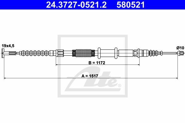 Cable de frein à main ATE 24.3727-0521.2 (X1)