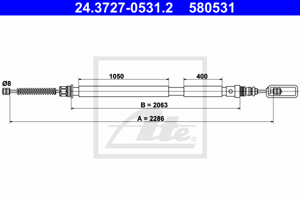 Cable de frein à main ATE 24.3727-0531.2 (X1)