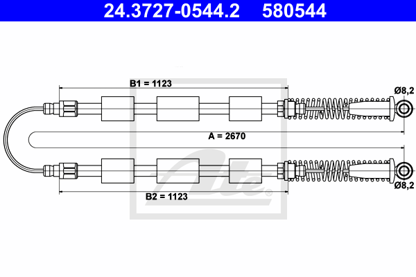 Cable de frein à main ATE 24.3727-0544.2 (X1)