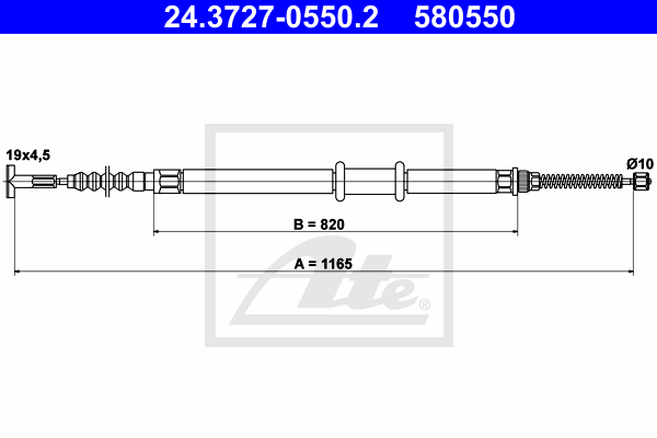 Cable de frein à main ATE 24.3727-0550.2 (X1)