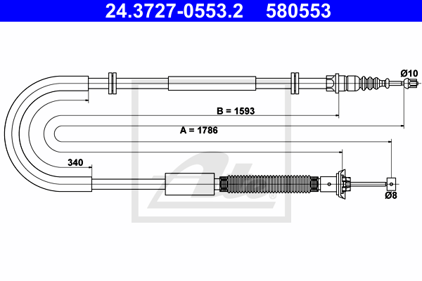 Cable de frein à main ATE 24.3727-0553.2 (X1)
