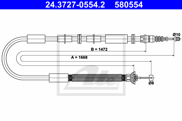 Cable de frein à main ATE 24.3727-0554.2 (X1)