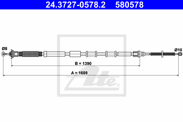 Cable de frein à main ATE 24.3727-0578.2 (X1)