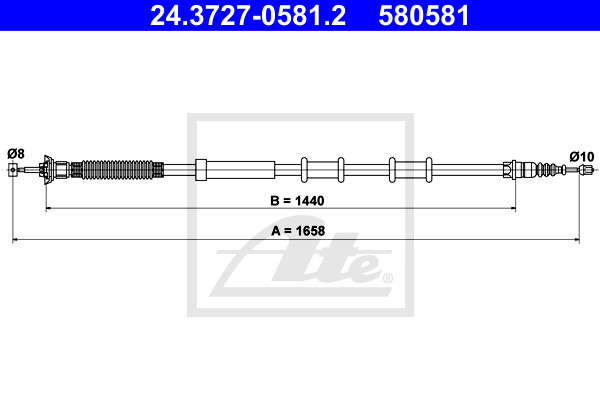 Cable de frein à main ATE 24.3727-0581.2 (X1)