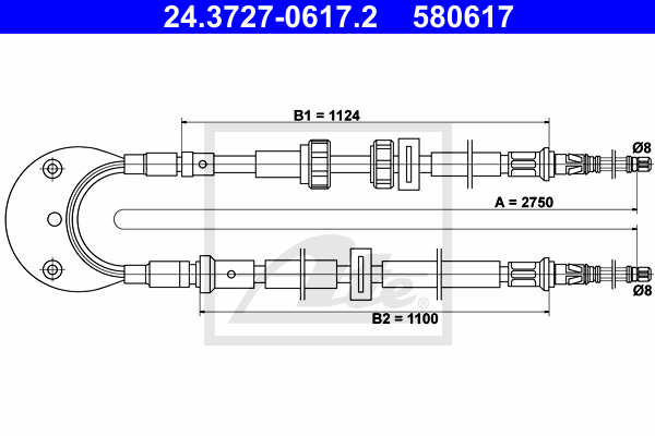 Cable de frein à main ATE 24.3727-0617.2 (X1)