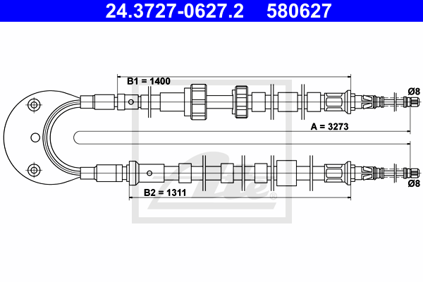 Cable de frein à main ATE 24.3727-0627.2 (X1)
