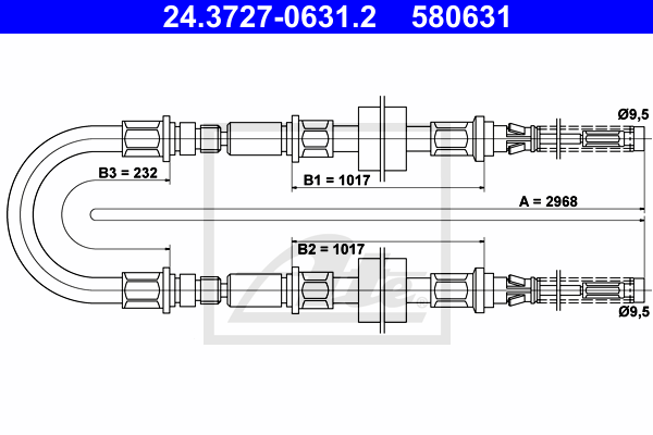 Cable de frein à main ATE 24.3727-0631.2 (X1)