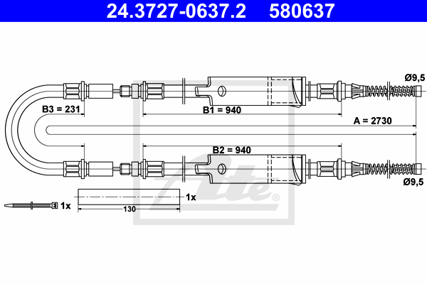 Cable de frein à main ATE 24.3727-0637.2 (X1)