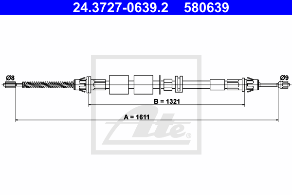Cable de frein à main ATE 24.3727-0639.2 (X1)
