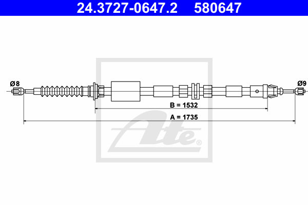 Cable de frein à main ATE 24.3727-0647.2 (X1)